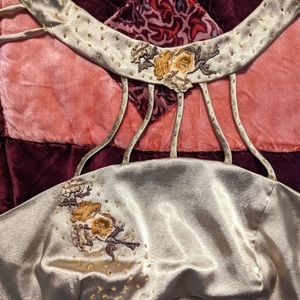 Pale Green and Beaded Satin Gown *read description* Prom Formal